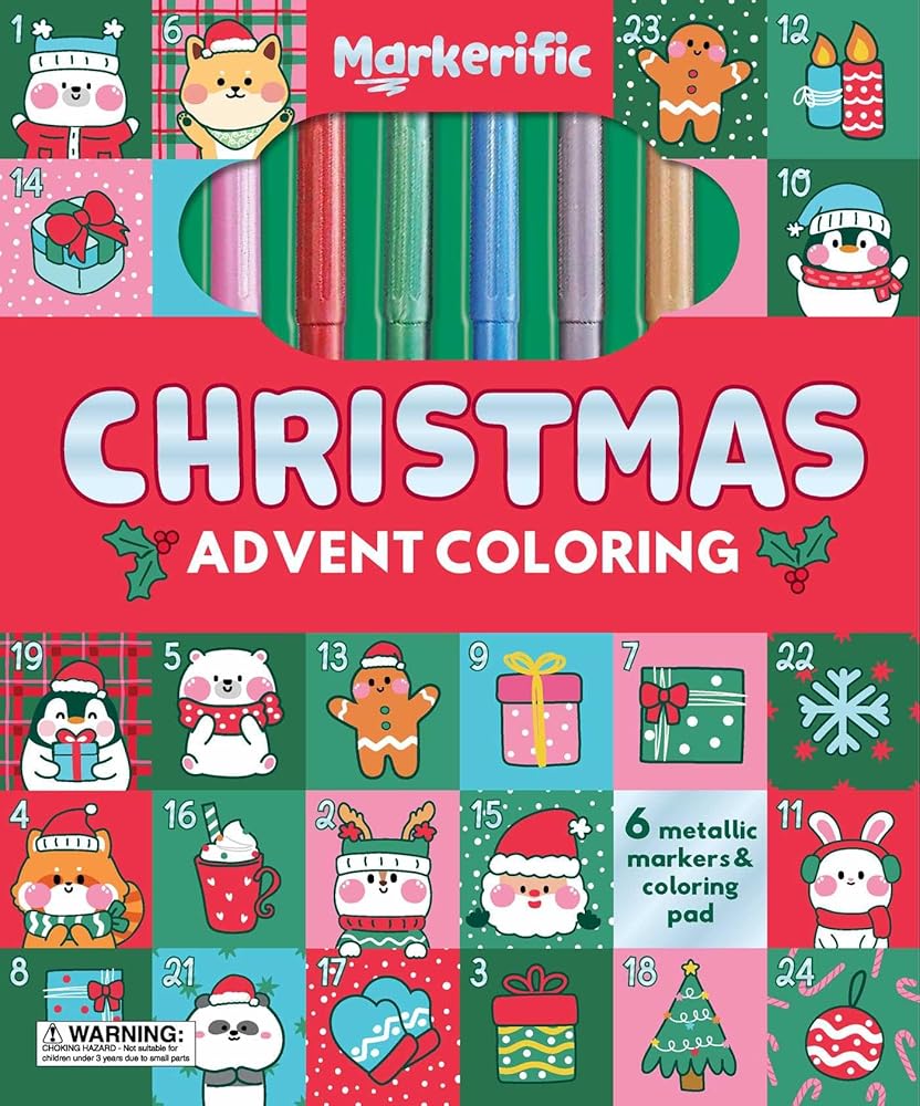 Markerific: Christmas Advent Coloring: Activity Folder with 6 Markers cover image
