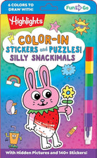 Color-In Stickers and Puzzles! Silly Snackimals: Deliciously Cute Hidden Pictures Puzzles and Sticker Activity Book with Color-In Animal and Snack ... Puzzles for Kids 6-9 (Highlights Fun to Go) cover image